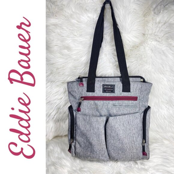 EDDIE BAUER FIRST ADVENTURE TRAVEL TOTE DIAPER BAG HEATHER GRAY 15” X 15” X 8” - Picture 15 of 15